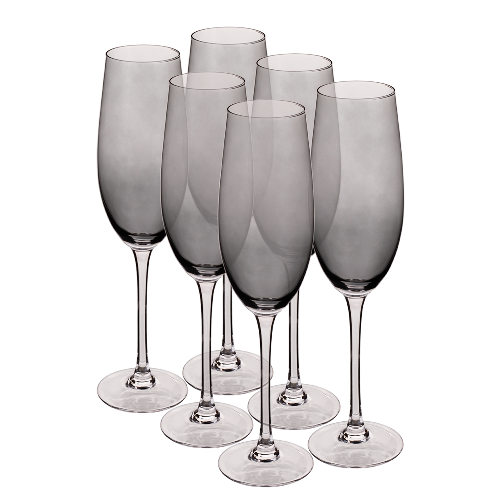 Poháre na šampanské, set 6 ks, 280 ml, dymová svetlosivá, LILO TYP 2
