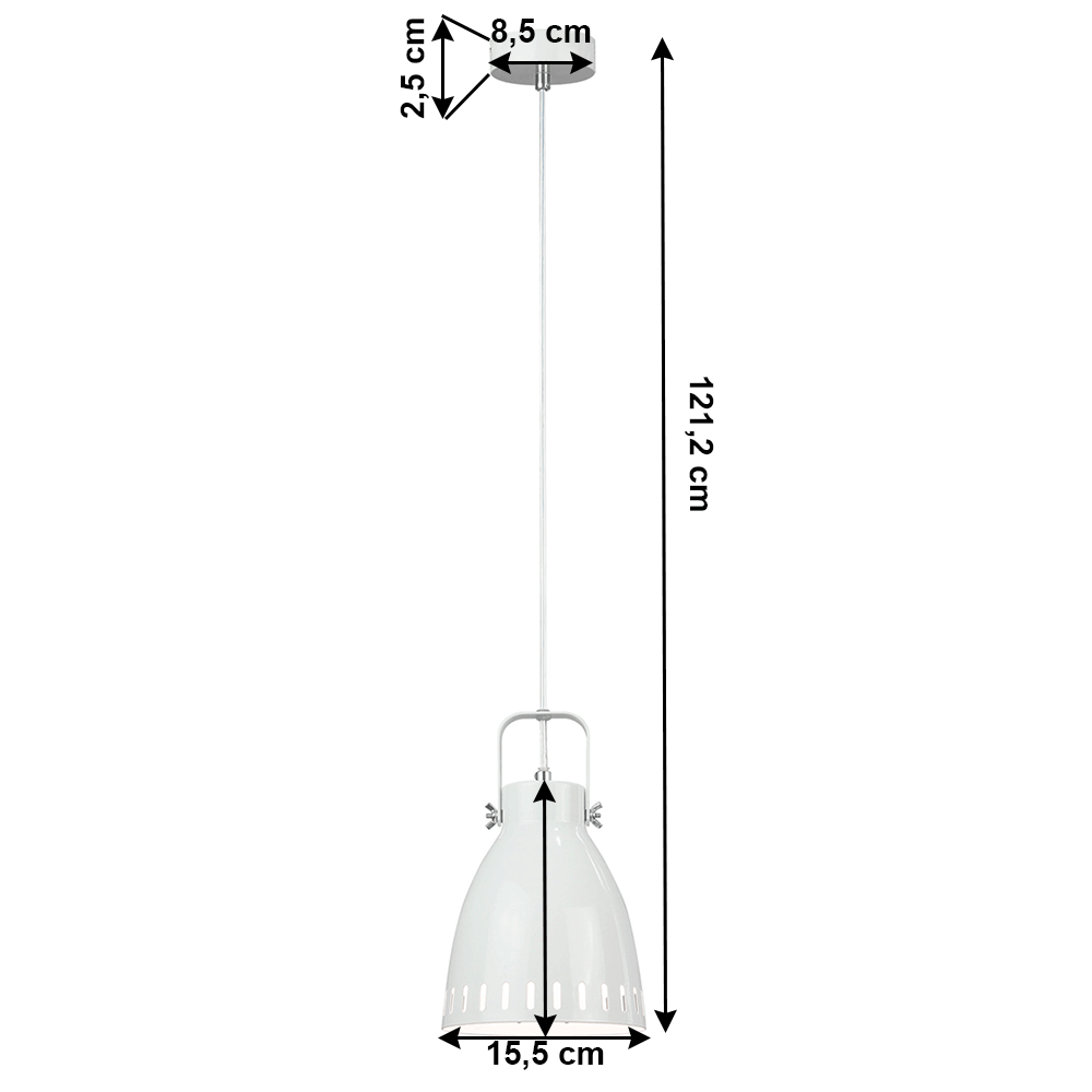 Visící lampa, bílá / kov, AIDEN typ3