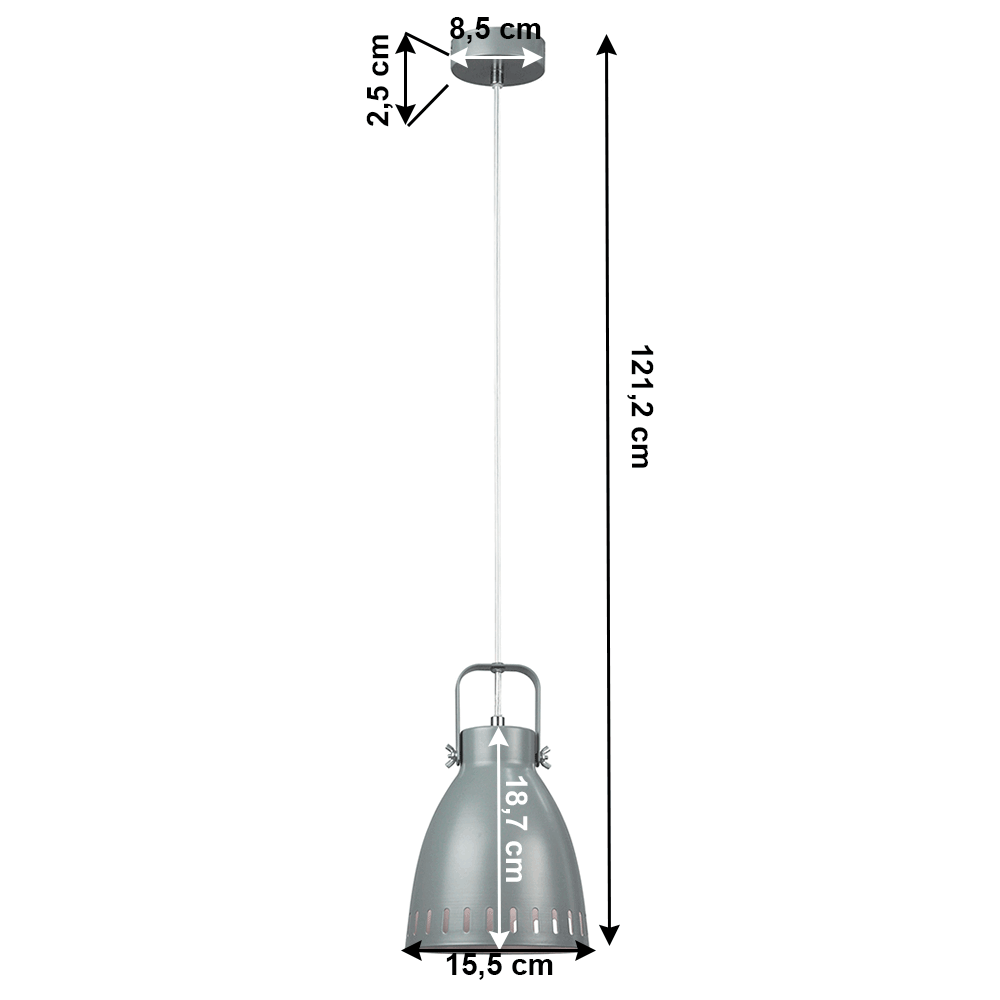 Visící lampa, šedá / kov, AIDEN typ3