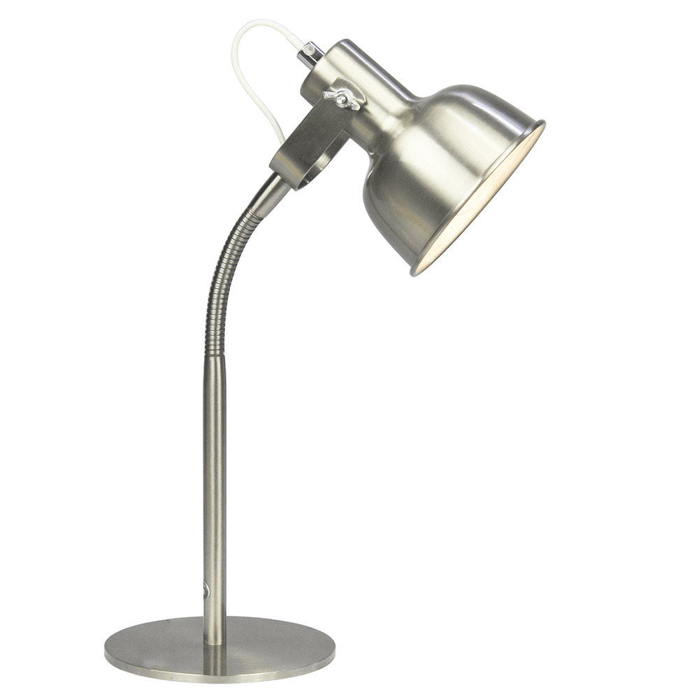 Stolná lampa v retro štýle, kov, matný nikel, AVIER TYP 1