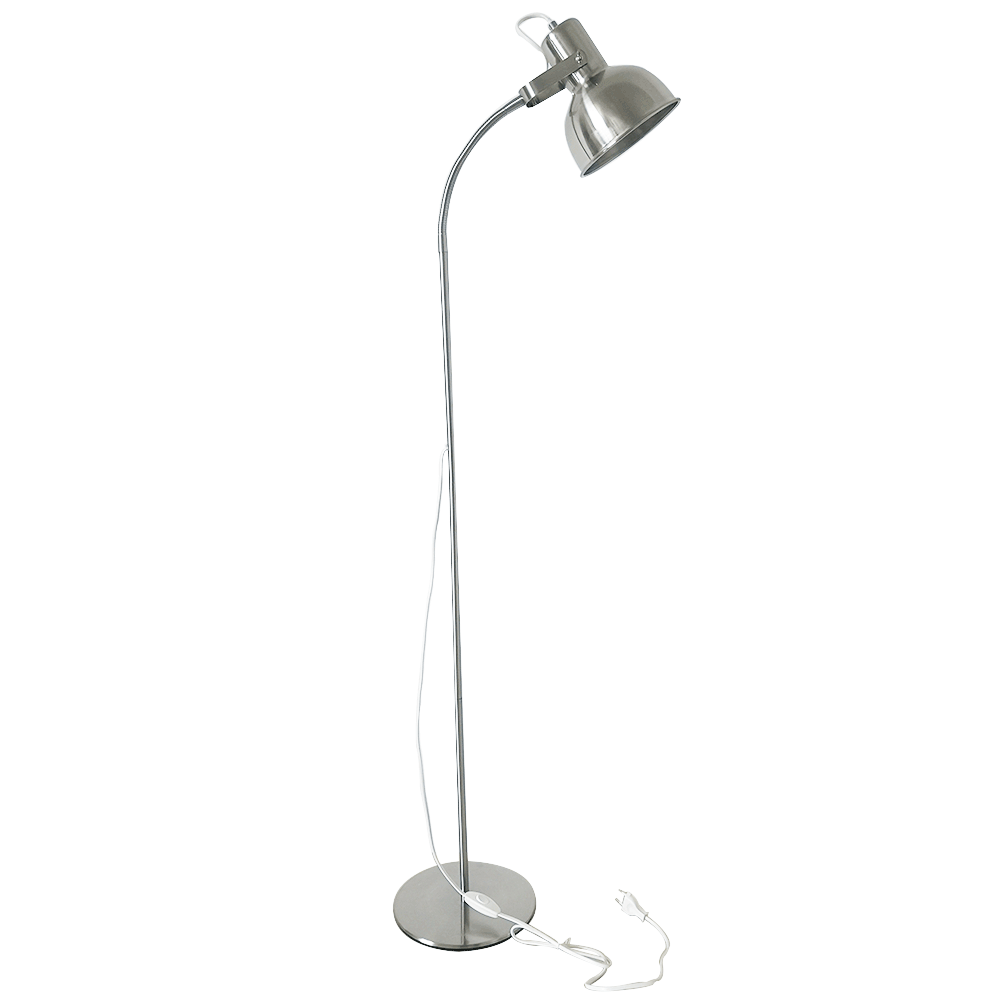 Stojací lampa v retro stylu, kov, matný nikl, AVIER TYP 2