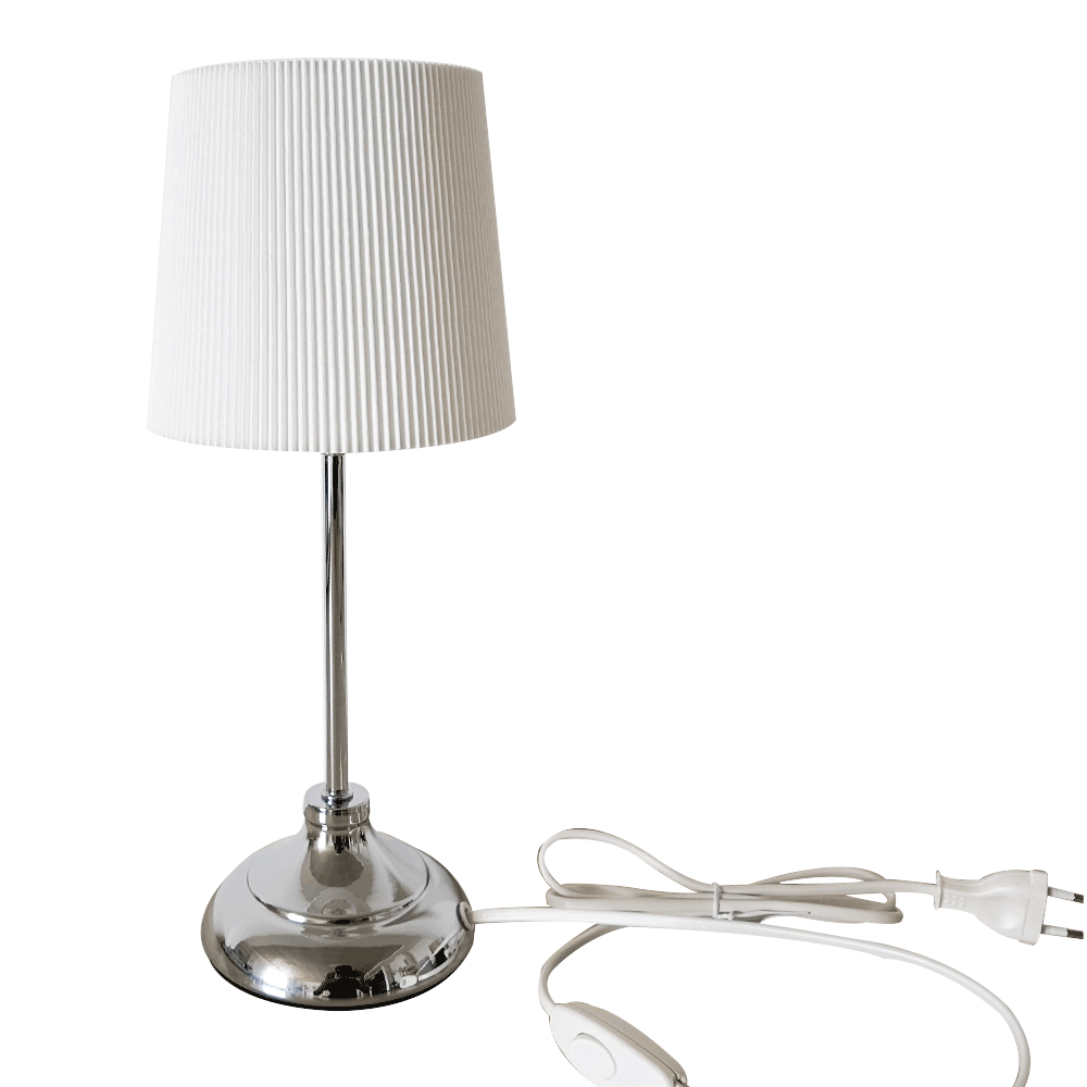 Stolní lampa, kov / bílé textilní stínítko, GAIDEN