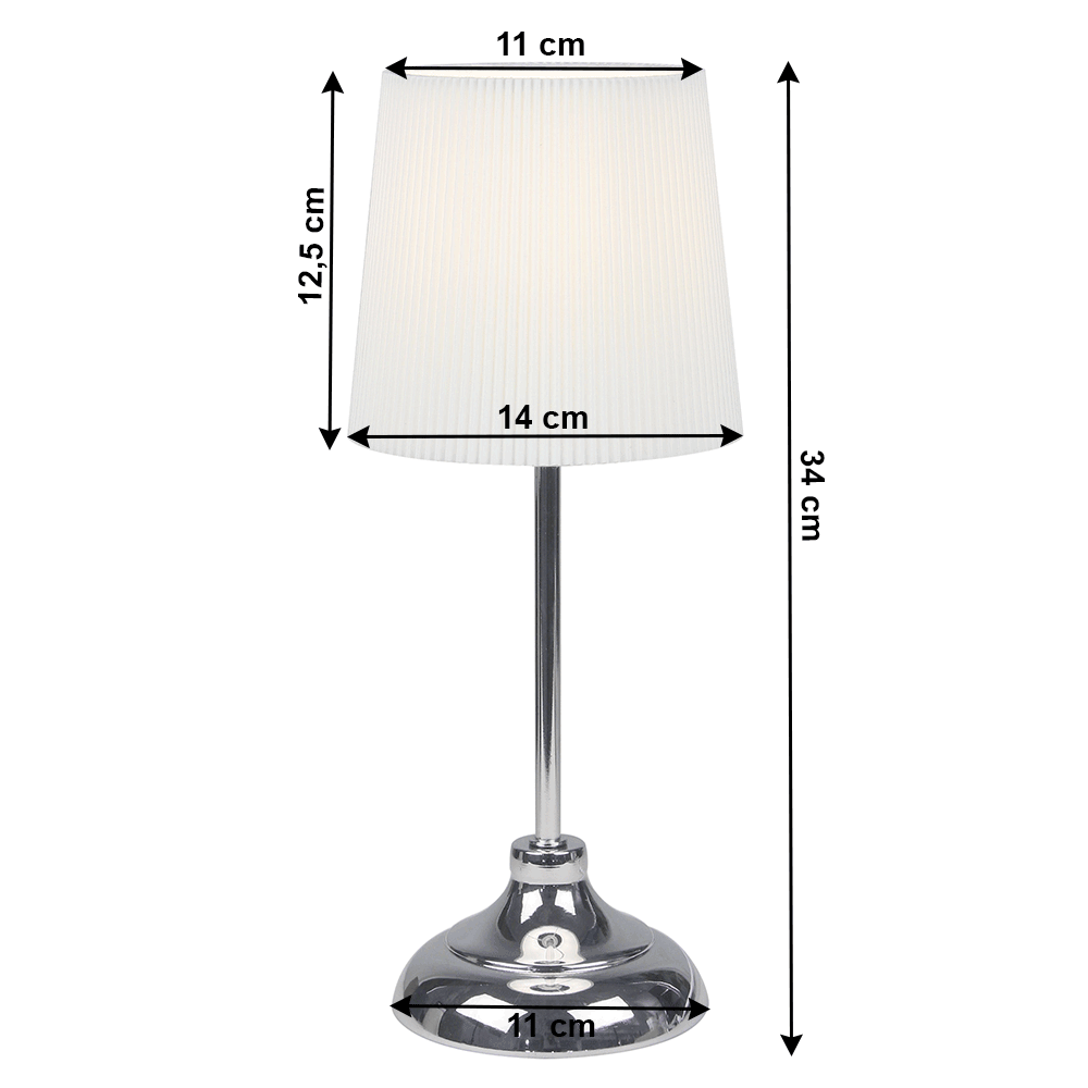 Stolní lampa, kov / bílé textilní stínítko, GAIDEN