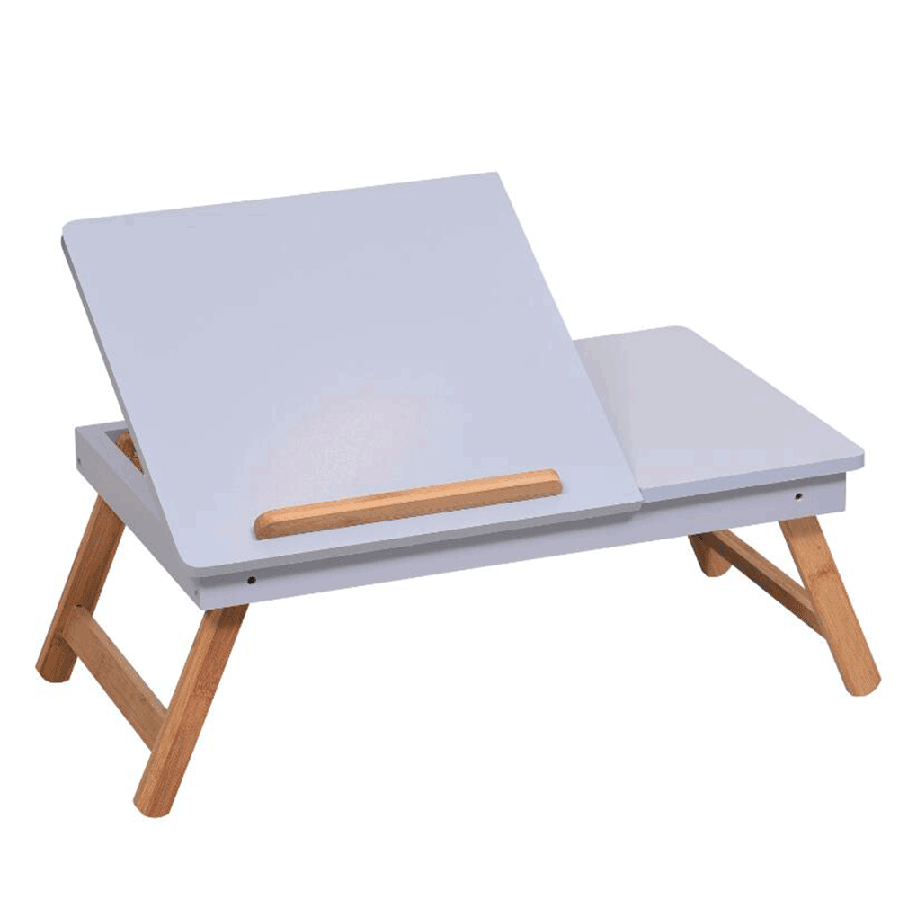 Príručný stolík na notebook/držiak na tablet, biela/prírodný bambus, MELTEN