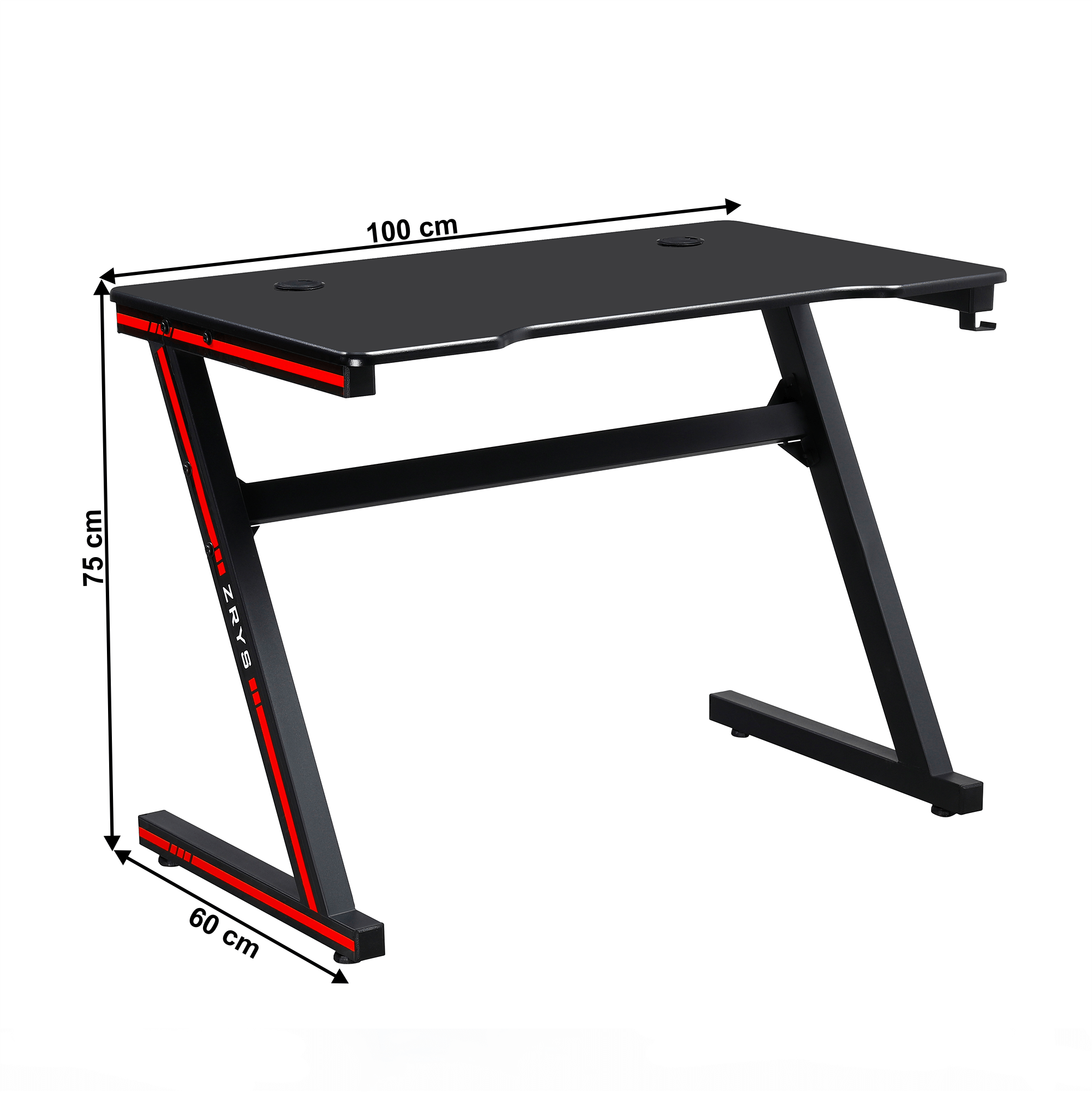 Herní stůl / počítačový stůl, černá / červená, MACKENZIE 100cm