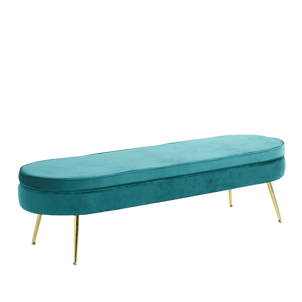 Luxusná lavica, smaragdová Velvet látka/chróm zlatý, Art-deco, NOBLIN TYP 1 - lacno