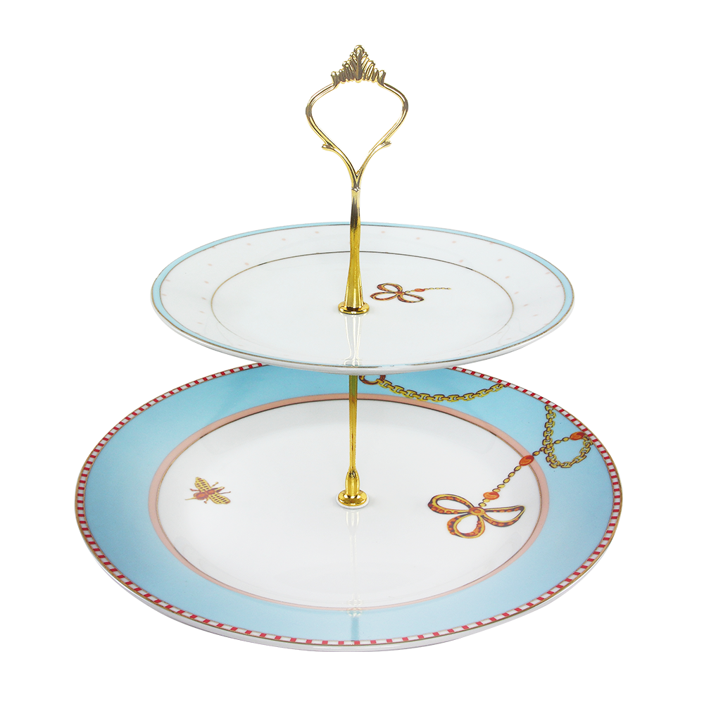 TEMPO-KONDELA SPRING, dvojposchodový etažér, porcelán, viacfarebný