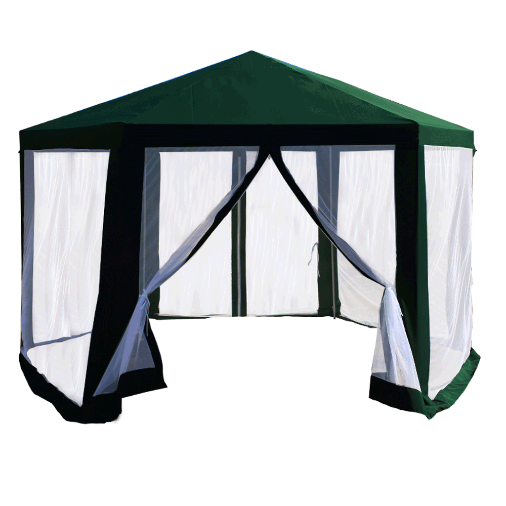 Stanový altánok do záhrady, 3,9x2,5x3,9m, zelená/biela, RINGE TYP 1+6 bočných st