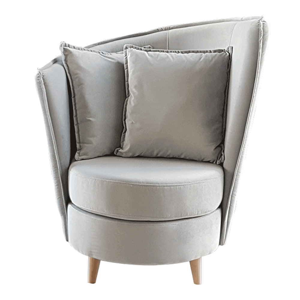 Křeslo ve stylu Art Deco, světlešedá Paros látka / dub, ROUND NEW
