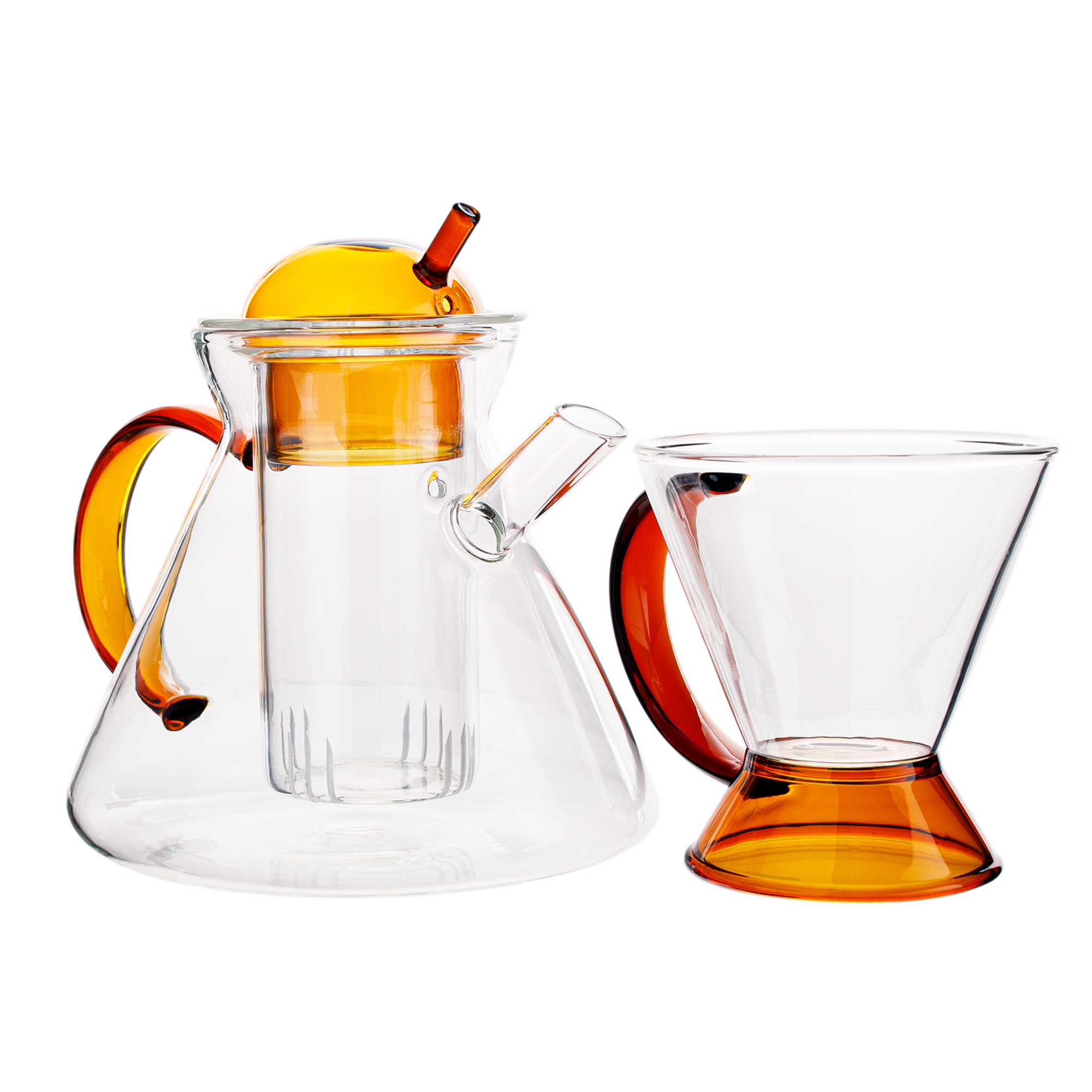 TEMPO-KONDELA KONVO, čajník so sitkom a šálkou, 500 + 180 ml,  sklo