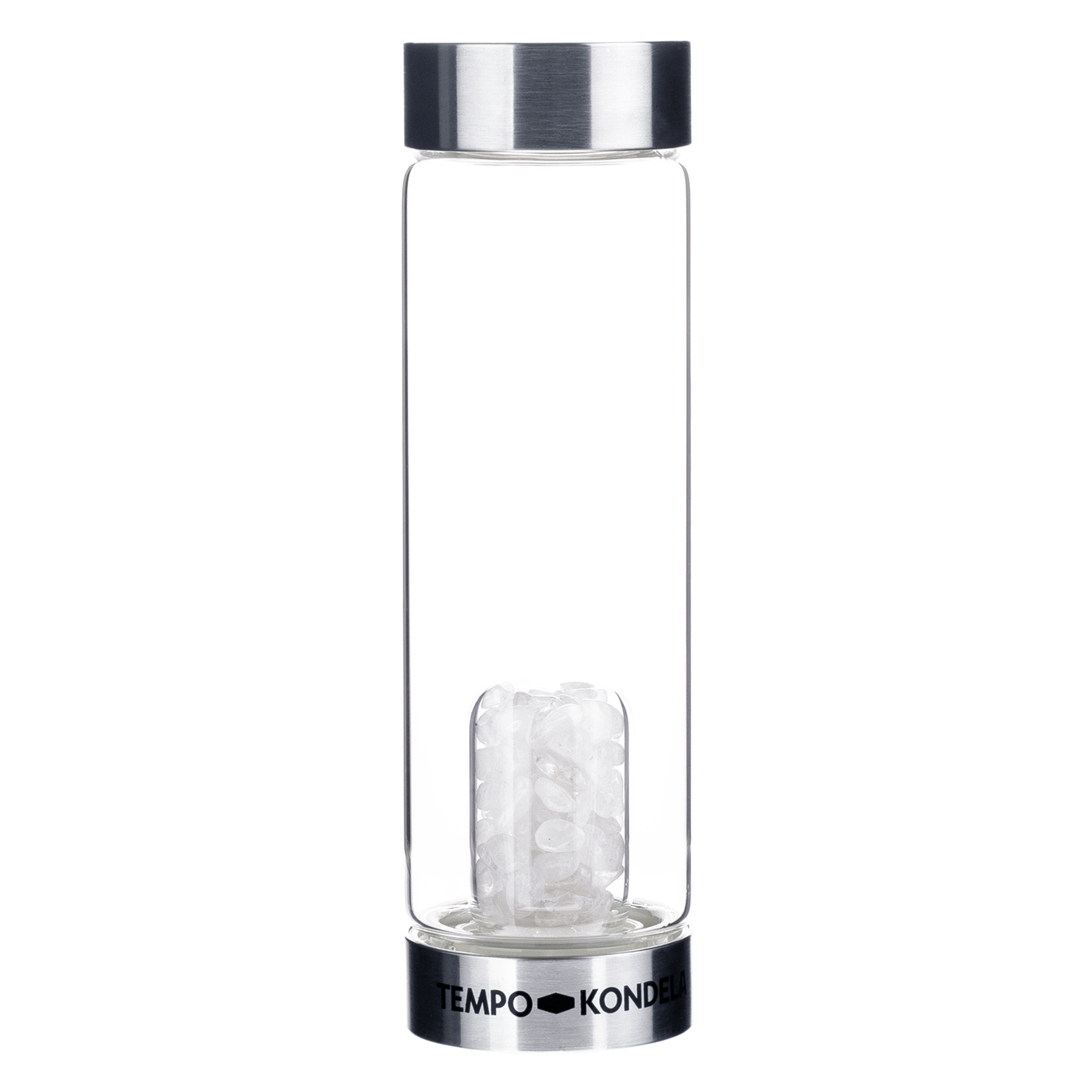 TEMPO-KONDELA CRYSTAL, sklenená fľaša s kremeňom, 500 ml