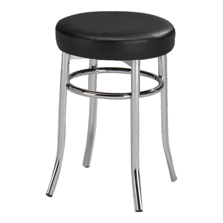 Taburet, ekokoža čierna/chróm, IRENA P1, poškodený tovar